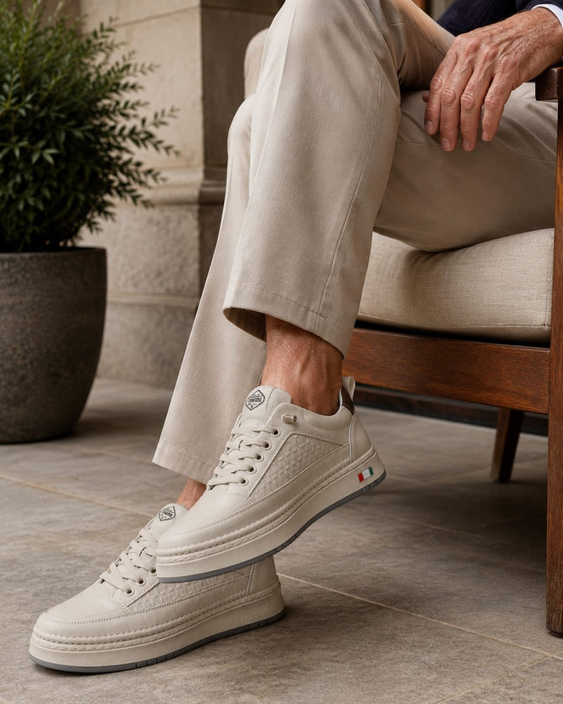 PRIME STREET – BEIGE CHAUSSURE HOMME EN CUIR 100 %  SPORT CHIC  CONFORT PREMIUM