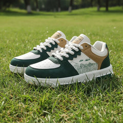 Chaussure de sport équipée d'une semelle orthopédique pour un maintien du pied durable.