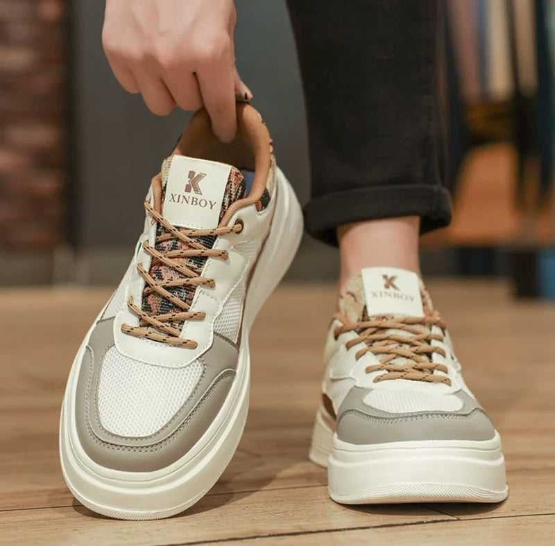 Chaussure homme streetwear style basket sneakers beige, espadrille revisitée pour usage quotidien, en boutique de chaussures pas cher

